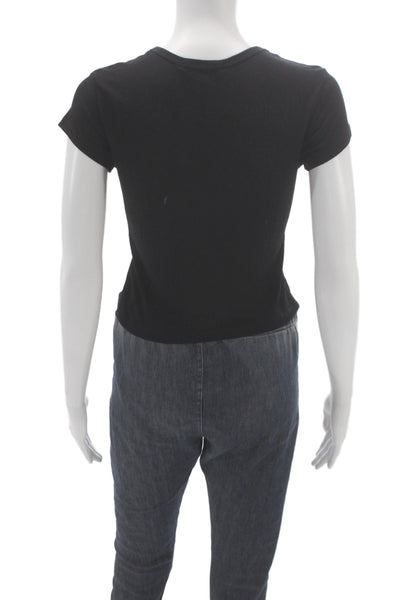 Agolde Women Basic Black T-Shirt Crew Neck Short Sleeve Viscose Size S