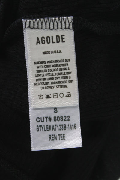 Agolde Women Basic Black T-Shirt Crew Neck Short Sleeve Viscose Size S