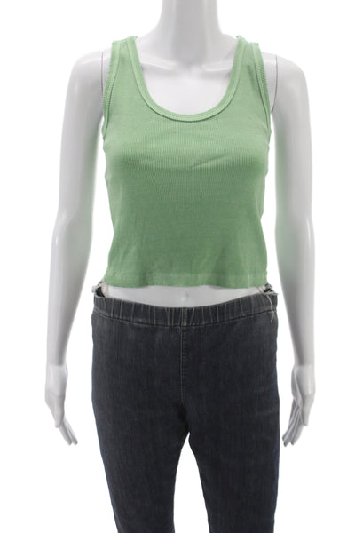Amo Womens Basic Green Cotton Scoop Neck Sleeveless Tank Pullover Size XS
