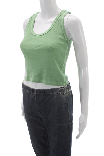 Amo Womens Basic Green Cotton Scoop Neck Sleeveless Tank Pullover Size XS