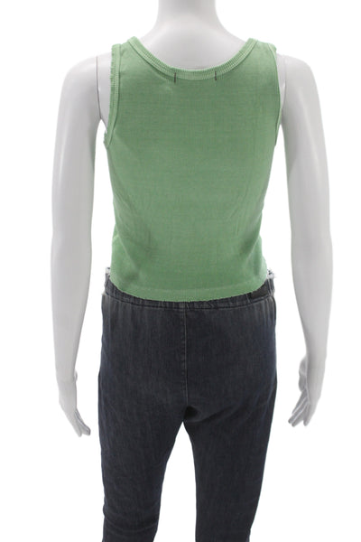 Amo Womens Basic Green Cotton Scoop Neck Sleeveless Tank Pullover Size XS