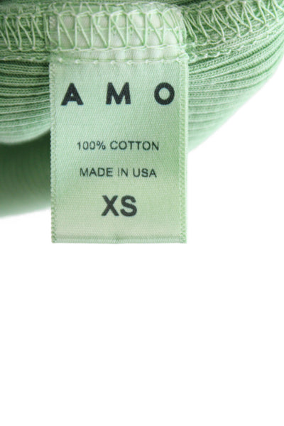 Amo Womens Basic Green Cotton Scoop Neck Sleeveless Tank Pullover Size XS