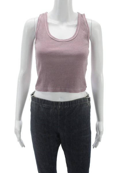 Amo Womens Basic Sleeveless Scoop Neck Tank Pink Cotton Size XS