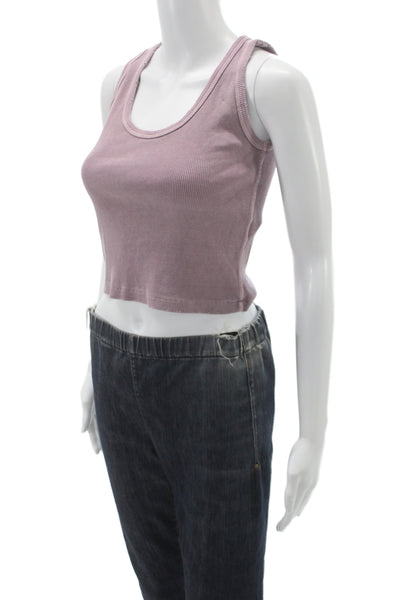 Amo Womens Basic Sleeveless Scoop Neck Tank Pink Cotton Size XS