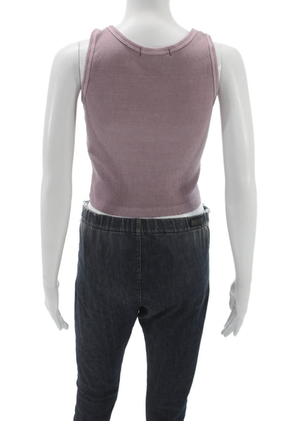 Amo Womens Basic Sleeveless Scoop Neck Tank Pink Cotton Size XS
