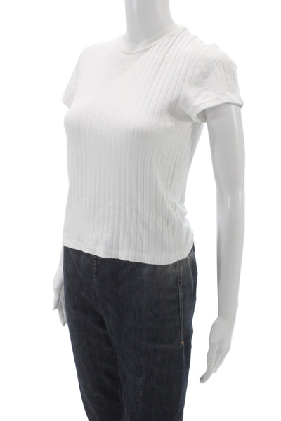 Re/Done Womens Basic Short Sleeve White Hemp Crew Neck T Shirt Size S
