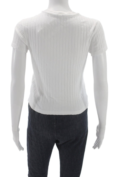 Re/Done Womens Basic Short Sleeve White Hemp Crew Neck T Shirt Size S