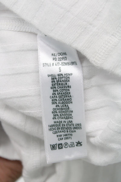 Re/Done Womens Basic Short Sleeve White Hemp Crew Neck T Shirt Size S