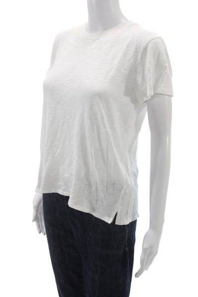 ATM Womens Basic White Cotton Crew Neck Short Sleeve T-Shirt Size L