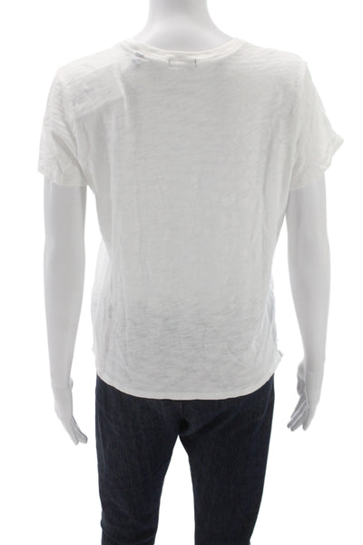 ATM Womens Basic White Cotton Crew Neck Short Sleeve T-Shirt Size L