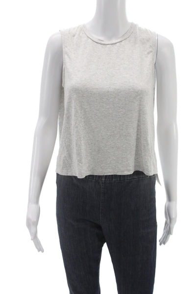 Joah Brown Women Basic Cotton Sleeveless Tank Gray Crew Neck Athleisure Size S