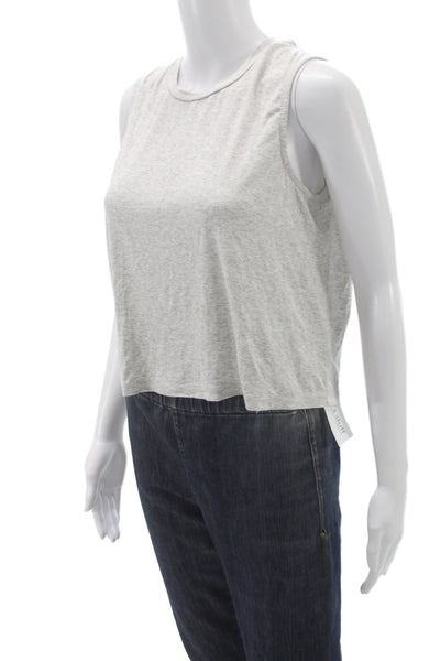 Joah Brown Women Basic Cotton Sleeveless Tank Gray Crew Neck Athleisure Size S