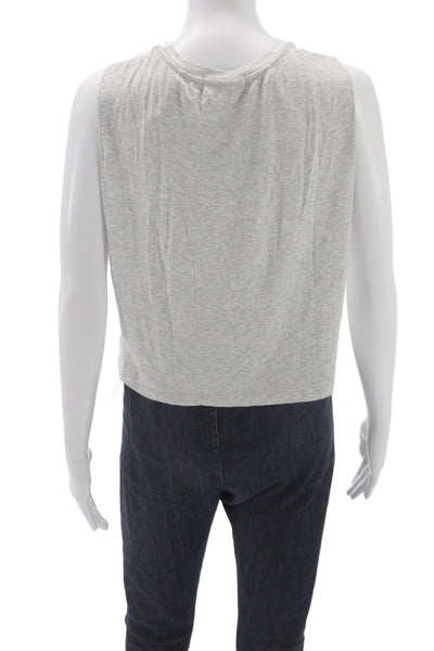 Joah Brown Women Basic Cotton Sleeveless Tank Gray Crew Neck Athleisure Size S