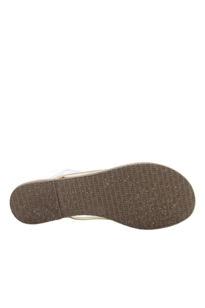 TKEES Women's T-Straps Flat Flip Flop Metallic Gold Size 5