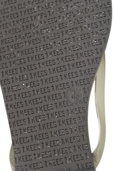 TKEES Women's T-Straps Flat Flip Flop Metallic Gold Size 5