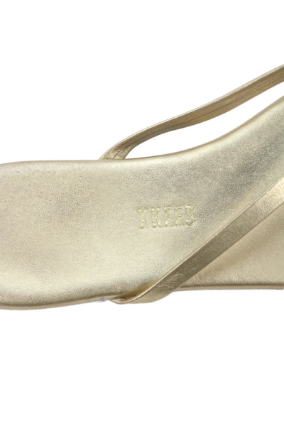 TKEES Women's T-Straps Flat Flip Flop Metallic Gold Size 5
