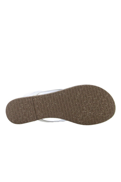 TKEES Women's T-Straps Flat Flip Flop Metallic Silver Size 5