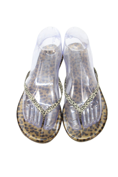 TKEES Women's T-Straps Flat Flip Flop Animal Print Size 5