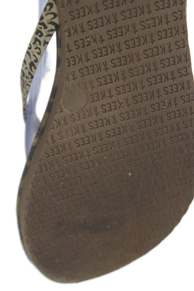 TKEES Women's T-Straps Flat Flip Flop Animal Print Size 5