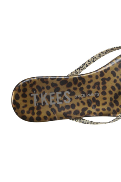 TKEES Women's T-Straps Flat Flip Flop Animal Print Size 5