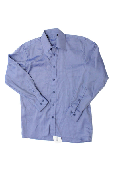 Ragazzo Uomo Childrens Boys Button Down Dress Shirt Blue Cotton Size 14
