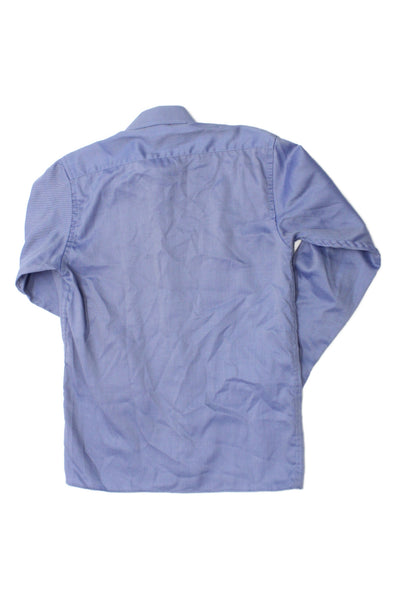 Ragazzo Uomo Childrens Boys Button Down Dress Shirt Blue Cotton Size 14