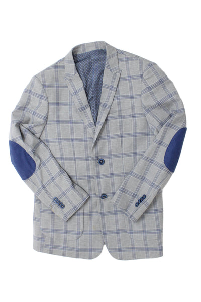 Isaac Mizrahi New York Childrens Boys Plaid Blazer Grey Blue Size 16