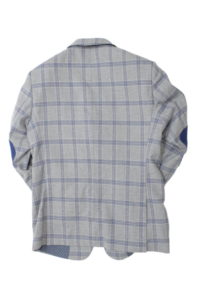 Isaac Mizrahi New York Childrens Boys Plaid Blazer Grey Blue Size 16