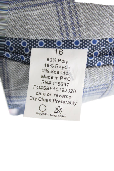 Isaac Mizrahi New York Childrens Boys Plaid Blazer Grey Blue Size 16