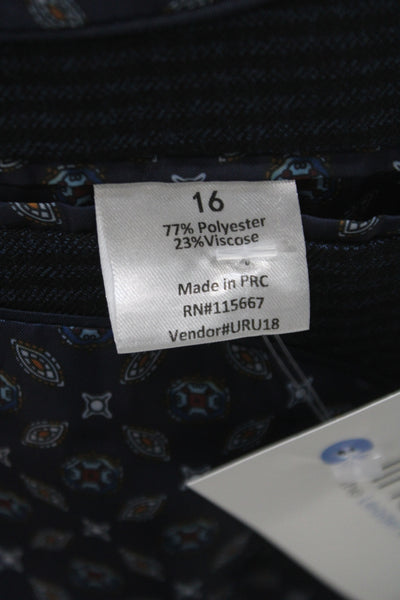 Isaac Mizrahi New York Childrens Boys Plaid Blazer Blue Black Size 16