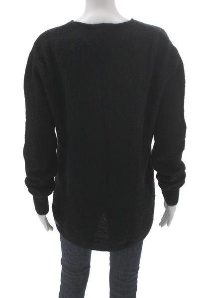 Ksubi Womens Black Mohair Crew Neck Pullover Sweater Long Sleeve Size XS