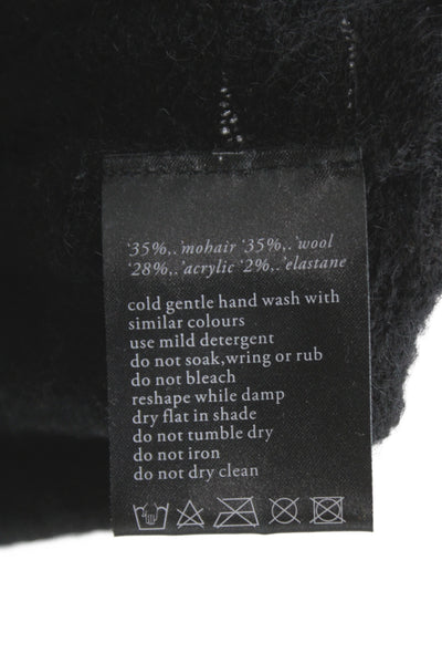Ksubi Womens Black Mohair Crew Neck Pullover Sweater Long Sleeve Size XS