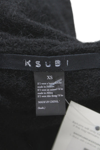 Ksubi Womens Black Mohair Crew Neck Pullover Sweater Long Sleeve Size XS