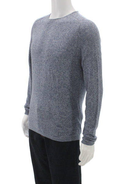Zara Man Mens Pullover Sweater Blue 100% Cotton Crew Neck Long Sleeve Size M