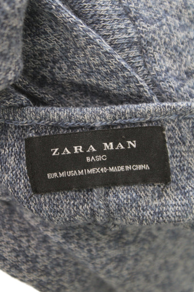 Zara Man Mens Pullover Sweater Blue 100% Cotton Crew Neck Long Sleeve Size M