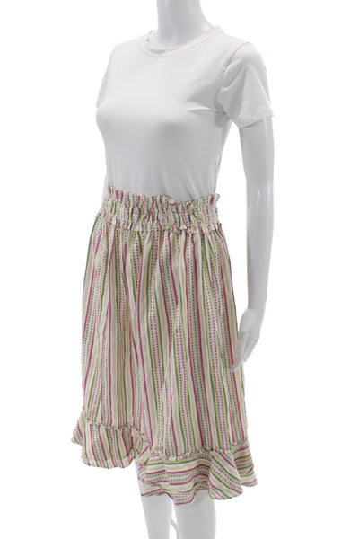 Anthropologie Womens Peasant Striped Cotton Knee Length Multicolor Skirt Size S