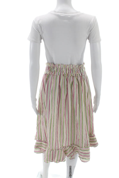 Anthropologie Womens Peasant Striped Cotton Knee Length Multicolor Skirt Size S