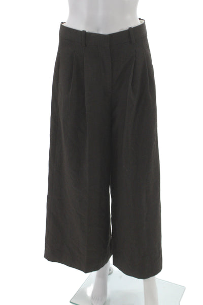 Zara Women Cropped Brown Checked Pants Size S