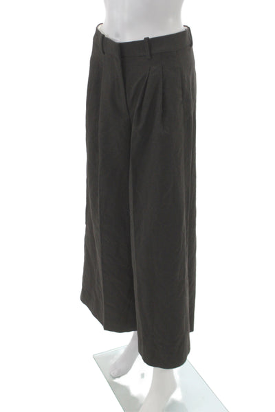 Zara Women Cropped Brown Checked Pants Size S