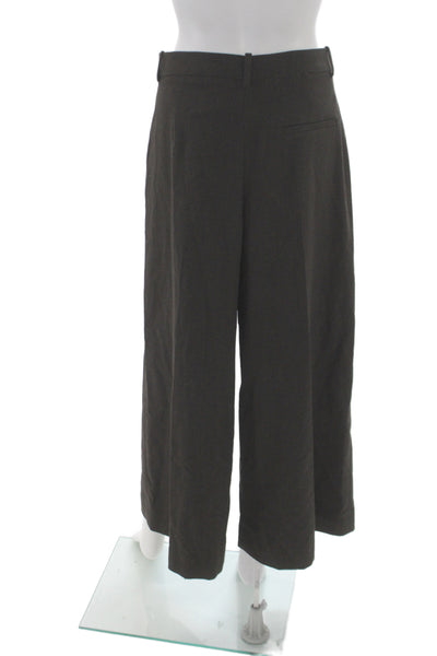 Zara Women Cropped Brown Checked Pants Size S