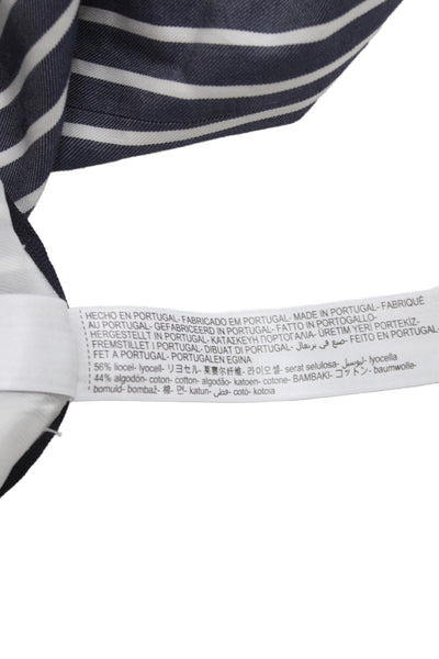 Massimo Dutti Women Paperbag Blue Striped Pants Size 4