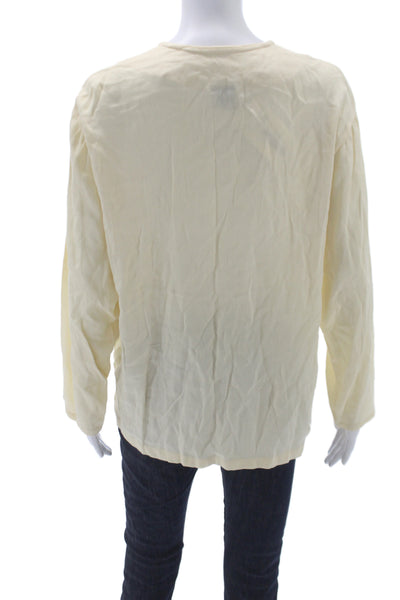 Harari Women Silk Bohemian Blouse Ivory Roundneck Longsleeve Size One Size