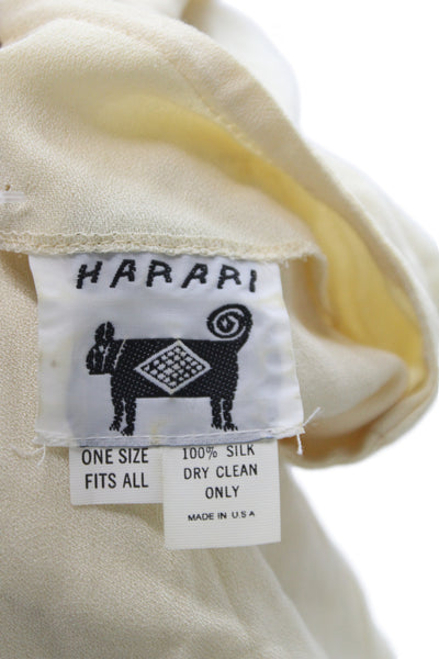 Harari Women Silk Bohemian Blouse Ivory Roundneck Longsleeve Size One Size
