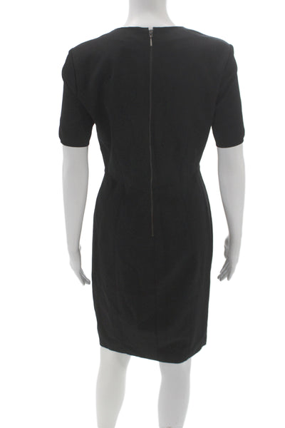 Elie Tahari Women Sheath Dress Black Lamb Suede Zip Mid-Calf Size 6