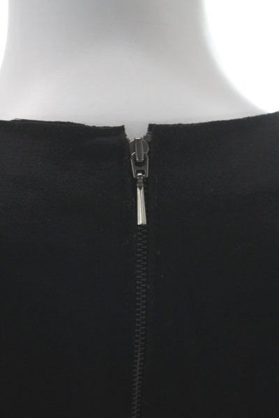 Elie Tahari Women Sheath Dress Black Lamb Suede Zip Mid-Calf Size 6