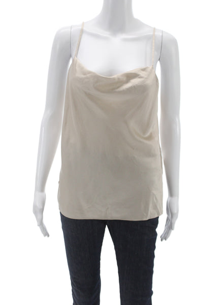 Elie Tahari Women Silk Cowl Neck Sleeveless Camisole Beige Size S