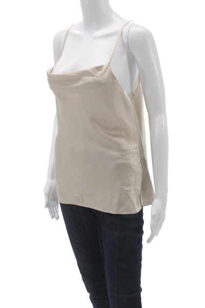 Elie Tahari Women Silk Cowl Neck Sleeveless Camisole Beige Size S