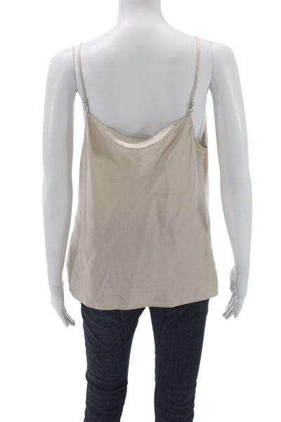 Elie Tahari Women Silk Cowl Neck Sleeveless Camisole Beige Size S
