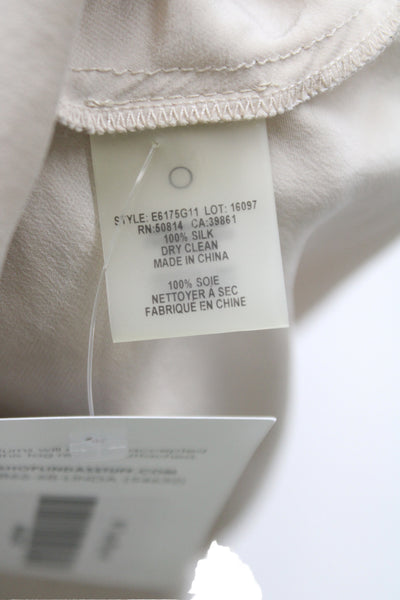 Elie Tahari Women Silk Cowl Neck Sleeveless Camisole Beige Size S
