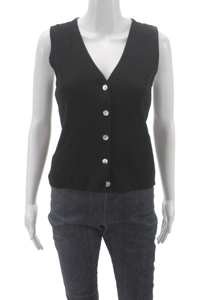 Rails Women Black V-Neck Sleeveless Tank Cotton Blend Basic Size M